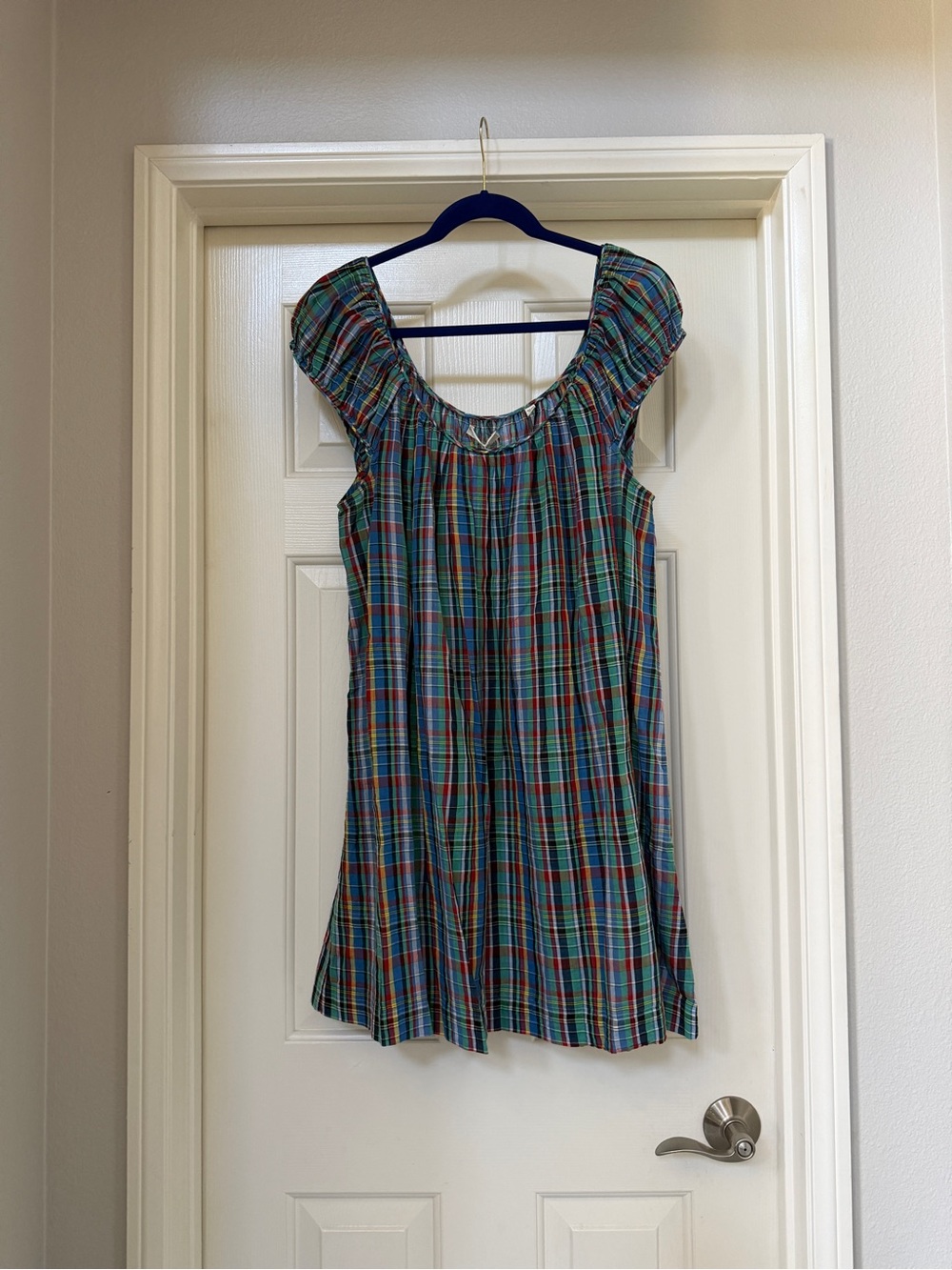 Doen Faye Dress - size large alderbrook plaid mini tartan cap sleeve lightweight